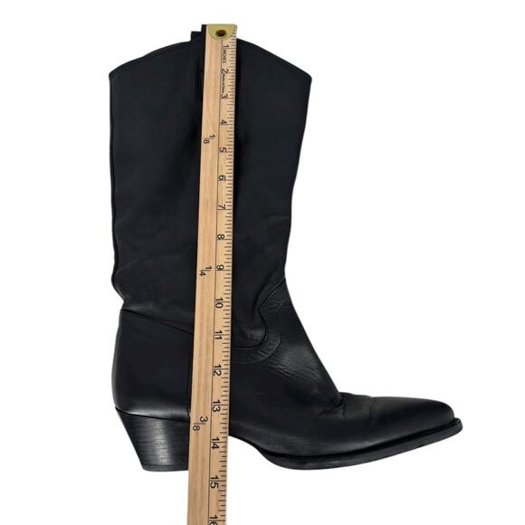 Zara Tall Western Leather Boots Black Womens Size 7.5 Point Toe Cowgirl - Picture 11 of 16